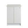 Wastafel 63x50cm keramische wasbak met 2 deuren en houten plank Acqua Edilla Kortingen