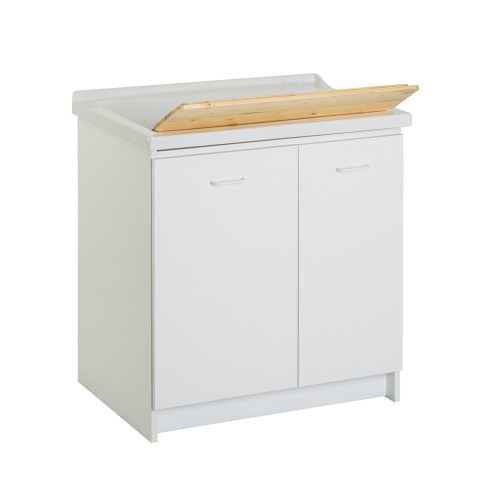 Keramische wasbak met wasbak, 2 deurtjes, 83x60cm, houten plank Acqua Edilla Aanbieding