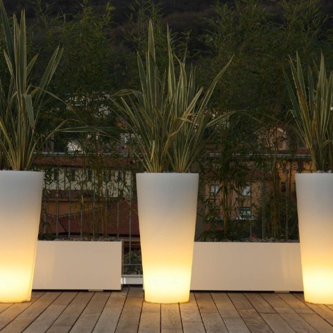 LED Solar Buitenplantenbak met RGB Licht Arkema Tondo h86 Aanbieding
