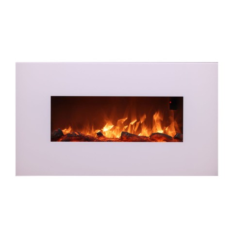 Wandhaard elektrisch wit 1500W met LED vlammen Monte Bianco Aanbieding