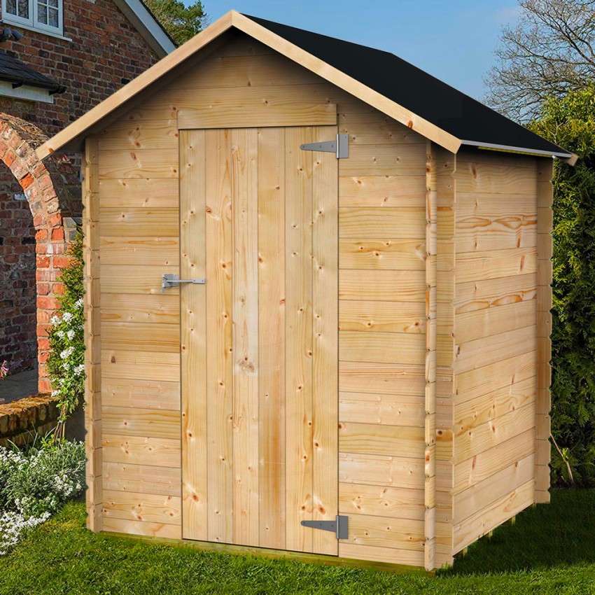 Houten tuinhuisje met enkele deur 146x130cm Marcella Aanbieding Houten tuinhuisje met enkele deur 146x130cm Marcella Aanbieding