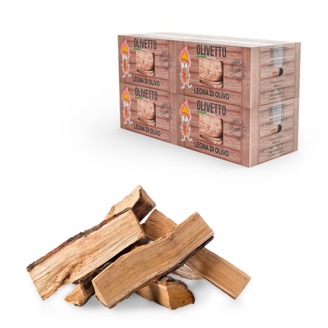 Ingeblikt olijfhout brandhout 40kg open haard fornuis oven Olivetto