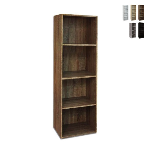 Houten boekenrek kantoor of woonkamer 4 planken 40x132 cm Duval Aanbieding