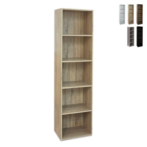Hoge houten boekenkast 5 planken woonkamer kantoor 40x172 cm Darren Aanbieding
