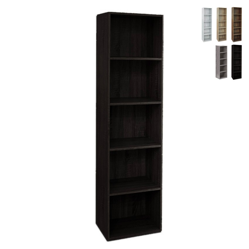 Hoge houten boekenkast 5 planken woonkamer kantoor 40x172 cm Darren Korting Hoge houten boekenkast 5 planken woonkamer kantoor 40x172 cm Darren Korting