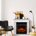 Elektrische haard vrijstaand hout wit L 89,5 x H 90,5 x D 28 Jefferson Aanbieding