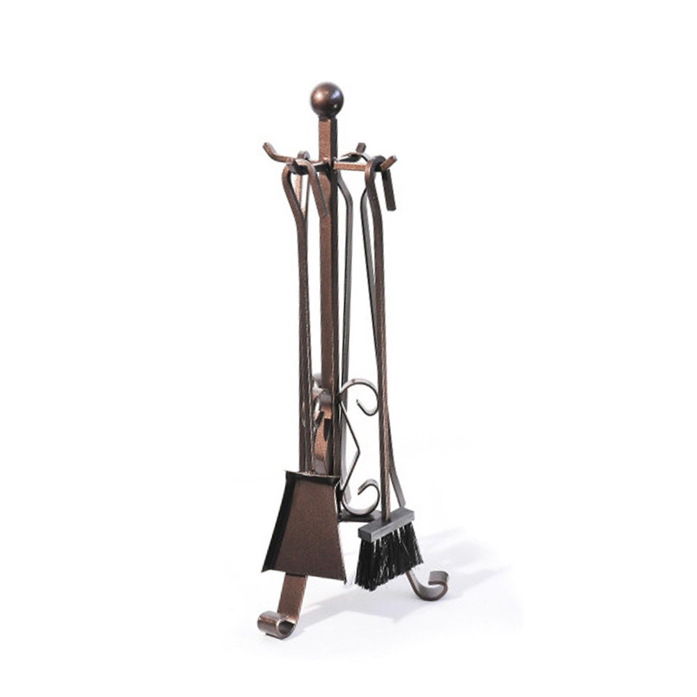 Set van 4 grote smeedijzeren accessoires voor open haard en houtkachel Fyn