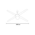 Witte plafondventilator met licht, 4 houten bladen, 105 cm, Salig Verkoop