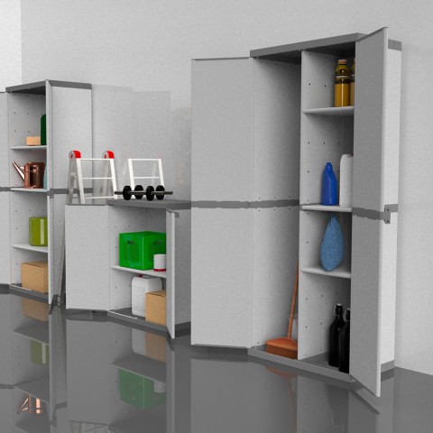 Hoge multifunctionele opbergkast met 2 deuren en legplanken Terry Aanbieding
