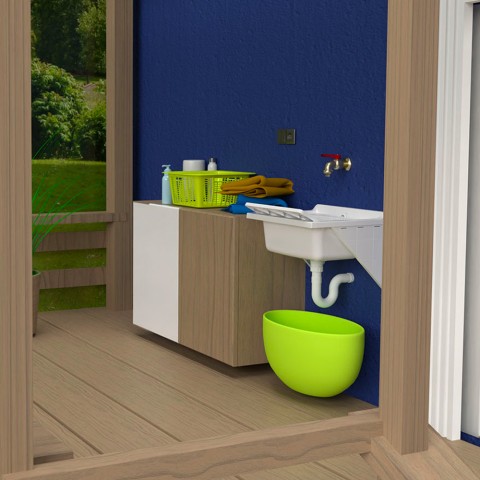 Wastafel wasruimte in hars met steunen Basis 45x50cm Aanbieding