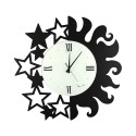 Handgemaakte metalen wandklok rond zon en sterren Ceart Voorraad