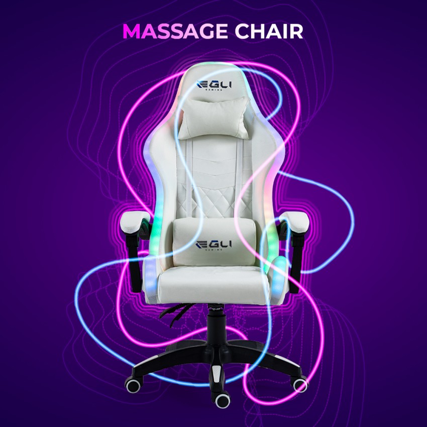 Witte Gaming stoel LED Ergonomische Reclining Massage stoel Pixy Plus voor Kerstmis Gifts
