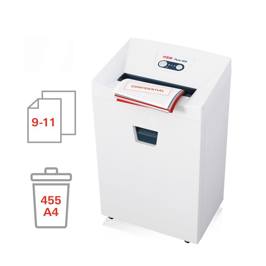 Papierversnipperaar voor kantoor 11 vellen 1,9 x 15 mm Pure 420 HSM Aanbieding Papierversnipperaar voor kantoor 11 vellen 1,9 x 15 mm Pure 420 HSM Aanbieding