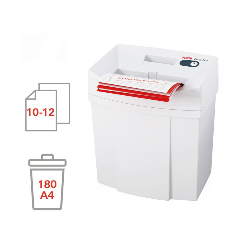 Papiervernietiger voor thuis en kantoor, stroken 3,9 mm, Pure 120 HSM Aanbieding