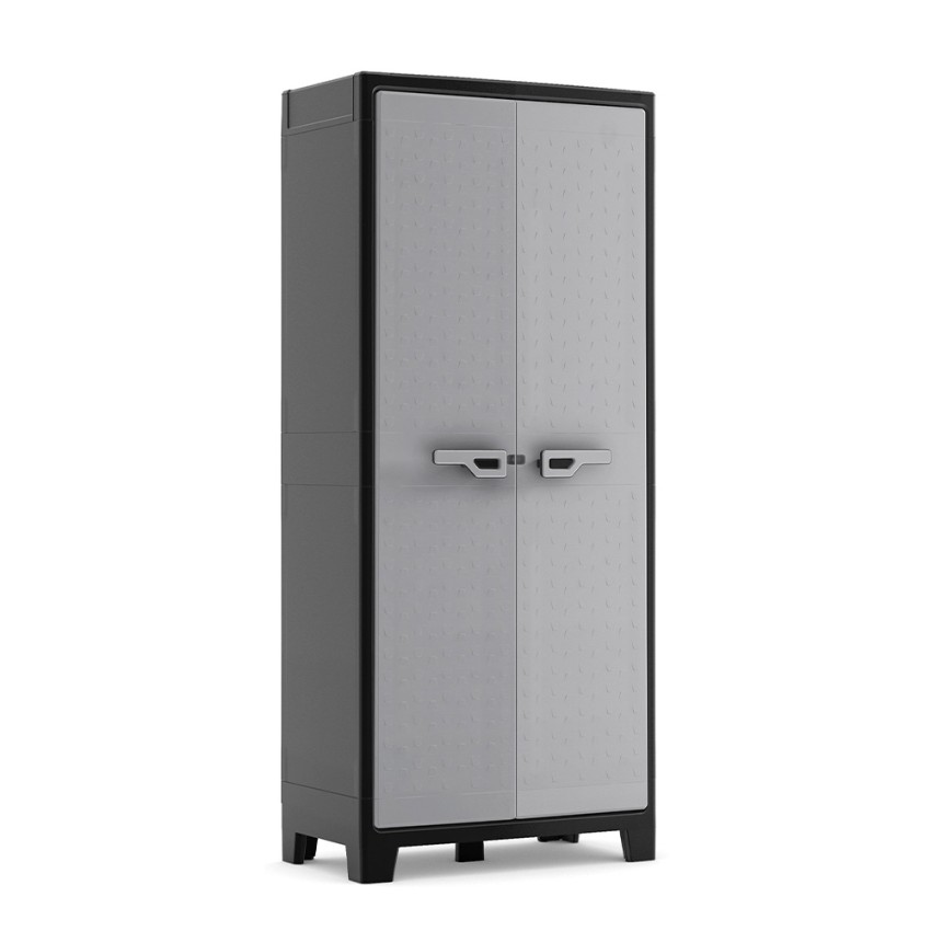 Grijs-zwarte buitenkast met 8 legplanken Titan Multispace XL Keter Aanbieding