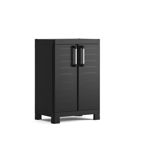 Zwarte multifunctionele kast garage 2 verstelbare planken Detroit Basso Keter Aanbieding