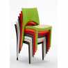 Vierkante zwarte salontafel 90x90 cm en 4 gekleurde stoelen Paris Passion 