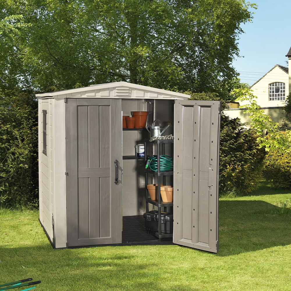 Keter Factor 6x6 K209872 Tuinhuisje van Kunststof met Planken 178x195,5x208cm