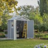 Keter Manor 6x5 tuinhuis 185x152x226cm in PVC-hars Afmetingen