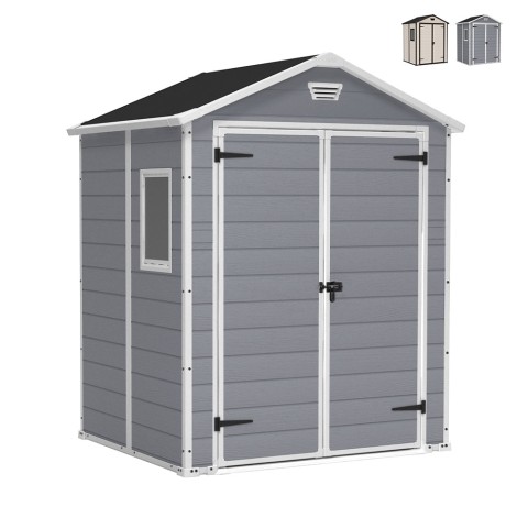 Keter Manor 6x5 tuinhuis 185x152x226cm in PVC-hars Aanbieding
