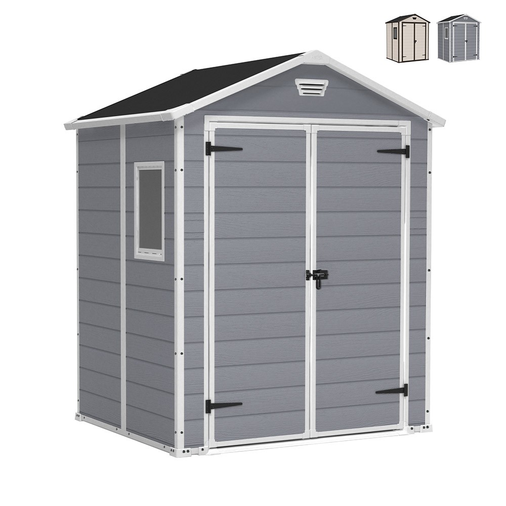 Keter Manor 6x5 tuinhuis 185x152x226cm in PVC-hars
