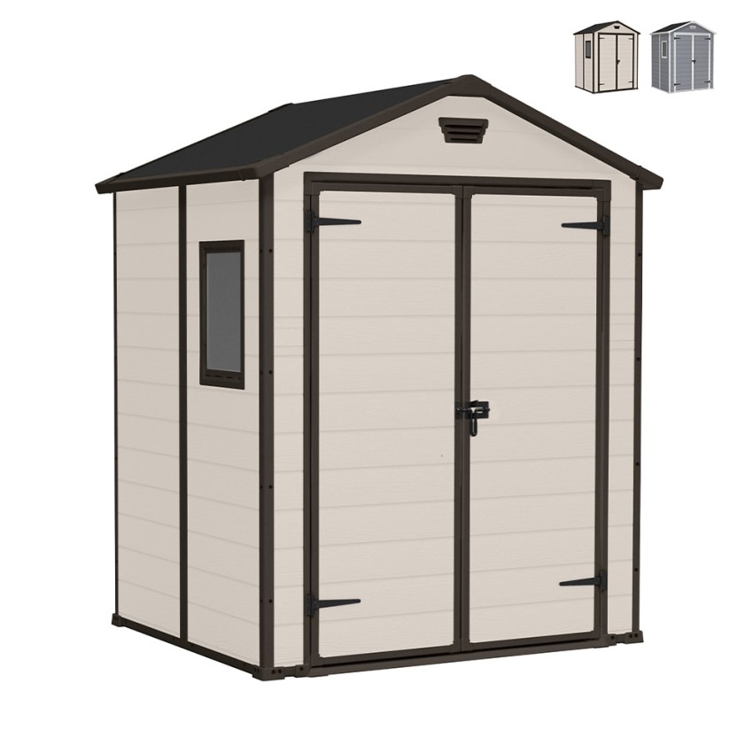 Keter Manor 6x5 tuinhuis 185x152x226cm in PVC-hars Verkoop Keter Manor 6x5 tuinhuis 185x152x226cm in PVC-hars Verkoop