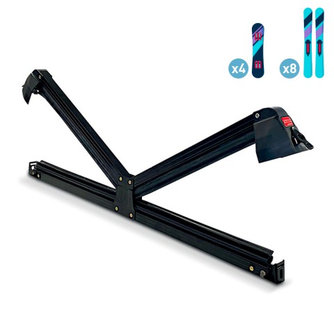 Universele skidrager voor autodak, geschikt voor 8 paar ski's of 4 snowboarden Aluski 8 Aanbieding