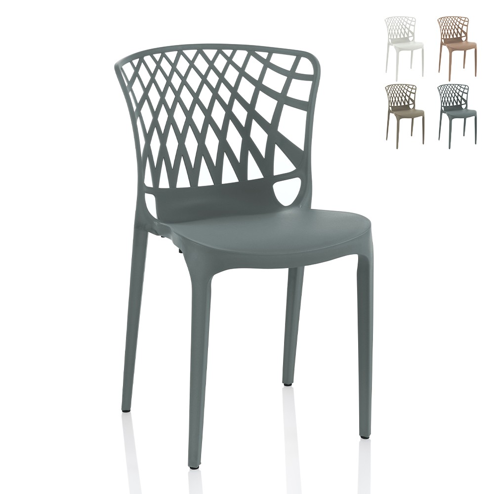 Moderne stapelbare stoel voor eetkamer, keuken, buiten, restaurant, tuin Arko