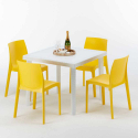 Witte vierkante tafel 90x90 cm met 4 gekleurde stoelen Rome Love Afmetingen