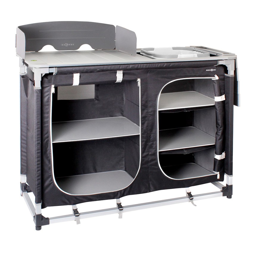 Mobiele campingkeuken met gootsteen en planken Azabache CTW Square HWT Brunner Aanbieding Mobiele campingkeuken met gootsteen en planken Azabache CTW Square HWT Brunner Aanbieding