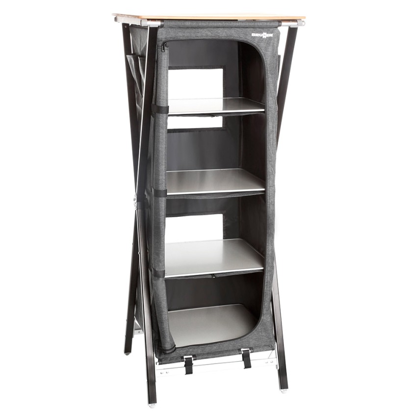 Brunner Mercury Cross HS SQ multifunctionele campingkast 4 vakken houten blad Aanbieding Brunner Mercury Cross HS SQ multifunctionele campingkast 4 vakken houten blad Aanbieding
