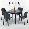 Vierkante zwarte salontafel 90x90 cm met 4 gekleurde stoelen Boheme Passion Aanbieding