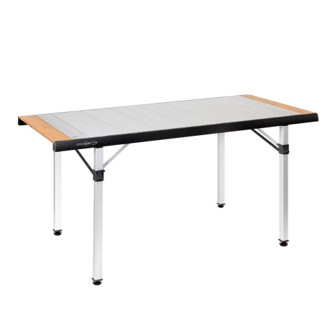 Quadra Tropic 6 Brunner opvouwbare campingtafel met houten aluminium blad 146x70 Aanbieding
