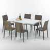 Rechthoekige salontafel wit 90x90 cm met stalen onderstel en 4 gekleurde stoelen Bistrot Summerlife Catalogus