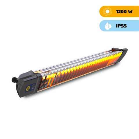 Infrarood Verwarming Binnen Buiten Afstandsbediening Schuko Stekker Iris 1200W Aanbieding