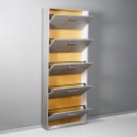 Hoge schoenenkast entree 5 deuren 15 paar schoenen grijs KimShoe 5SG Kortingen