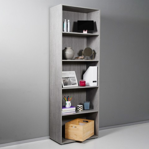 Hoge grijze kantoor woonkamer boekenkast met 5 verstelbare legplanken Kbook 5GS