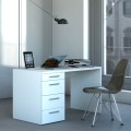 Moderne witte bureau met 4 laden voor kantoor en thuiswerken 110x60 KimDesk WS Aanbieding