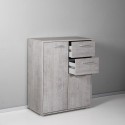 Multifunctionele kast ladekast kantoor woonkamer 2 vakken 2 lades Ruj Kortingen