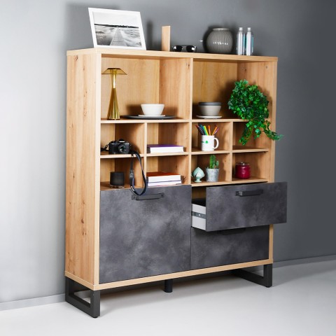 Design boekenkast in industriële stijl 1 deur 2 lades woonkamer kantoor Cratfy