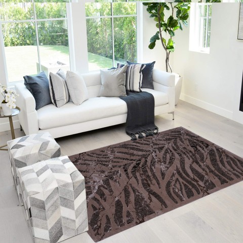 Modern rechthoekig vloerkleed bruin zebrapatroon Double MAR008 Aanbieding