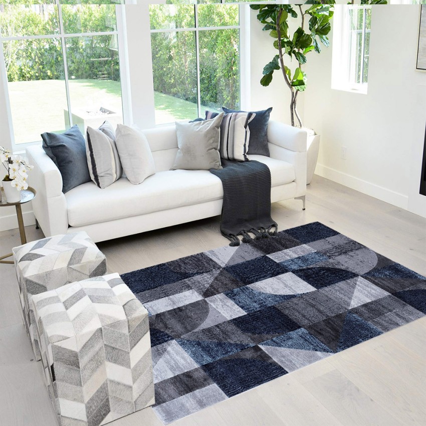 Modern geometrisch rechthoekig vloerkleed blauw grijs Double BLU005 Aanbieding Modern geometrisch rechthoekig vloerkleed blauw grijs Double BLU005 Aanbieding