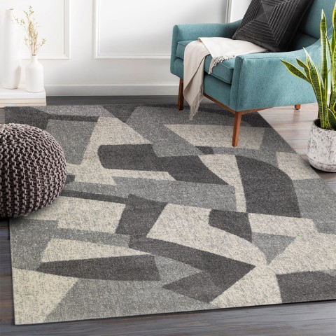 Moderne geometrische rechthoekige tapijt voor woonkamer of kantoor GRI223 Aanbieding