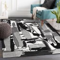 Moderne rechthoekige vloerkleed wit zwart grijs abstract patroon GRI227 Aanbieding