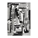 Moderne rechthoekige vloerkleed wit zwart grijs abstract patroon GRI227 Verkoop