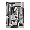 Moderne rechthoekige vloerkleed wit zwart grijs abstract patroon GRI227 Verkoop
