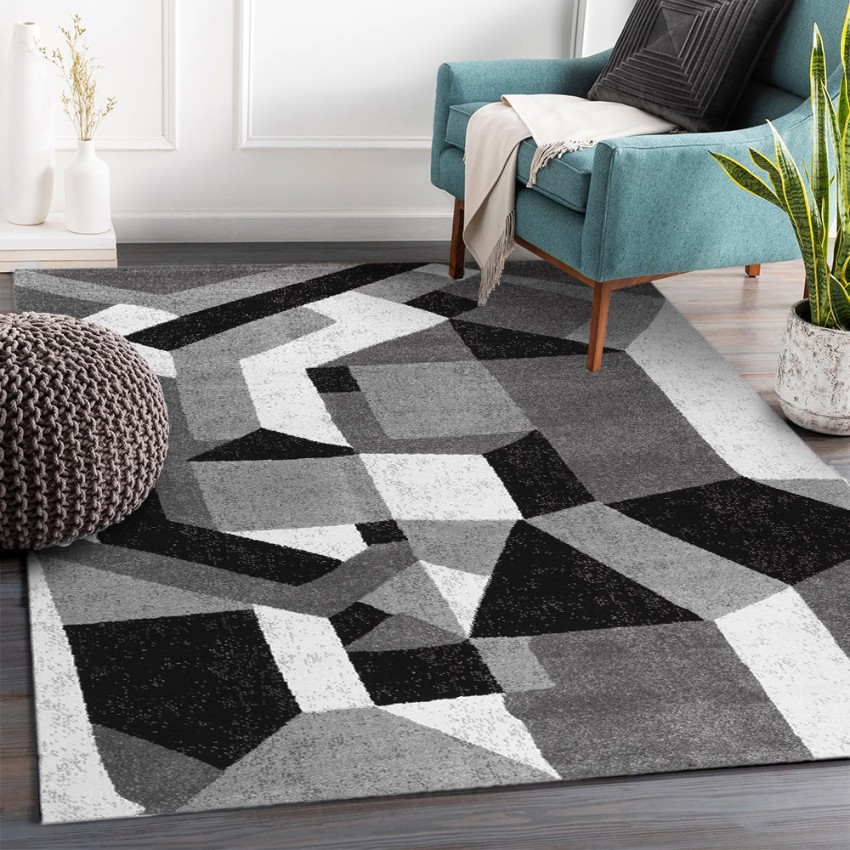 Moderne rechthoekig kortpolig vloerkleed grijs wit zwart GRI228 Aanbieding Moderne rechthoekig kortpolig vloerkleed grijs wit zwart GRI228 Aanbieding
