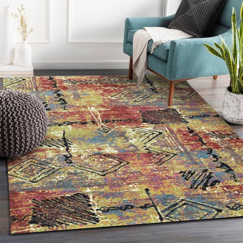 Multicolor modern kunst tapijt voor woonkamer en keuken rechthoekig MUL437 Aanbieding