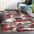 Moderne rechthoekige design tapijt kleurrijk rood grijs wit MUL439 Aanbieding