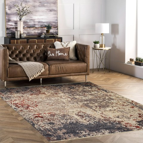 Vintage rechthoekig vloerkleed modern voor woonkamer/eetkamer ASTR03 Aanbieding